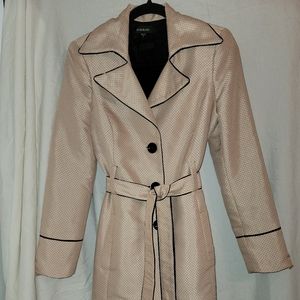 Bebe silk blend pink polka dot pea coat size small